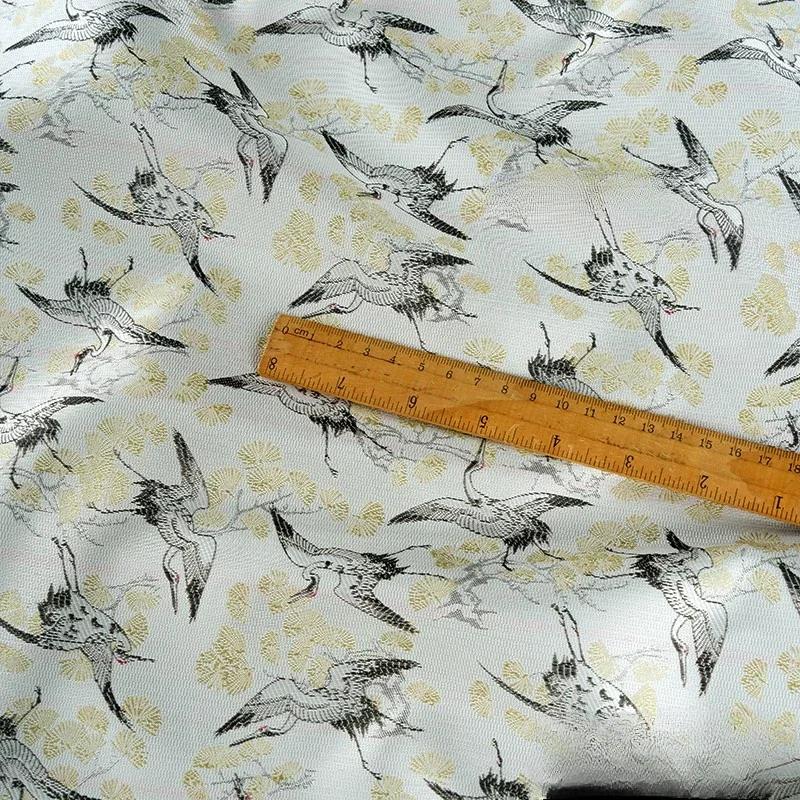 50x148cm Chiński Żuraw Wróżkowy Brokatowa Tkanina Żakardowa Płaszcz Kamizelka Spódnica Miękka Niegniotliwa Tkanina na Odzież Projektancką