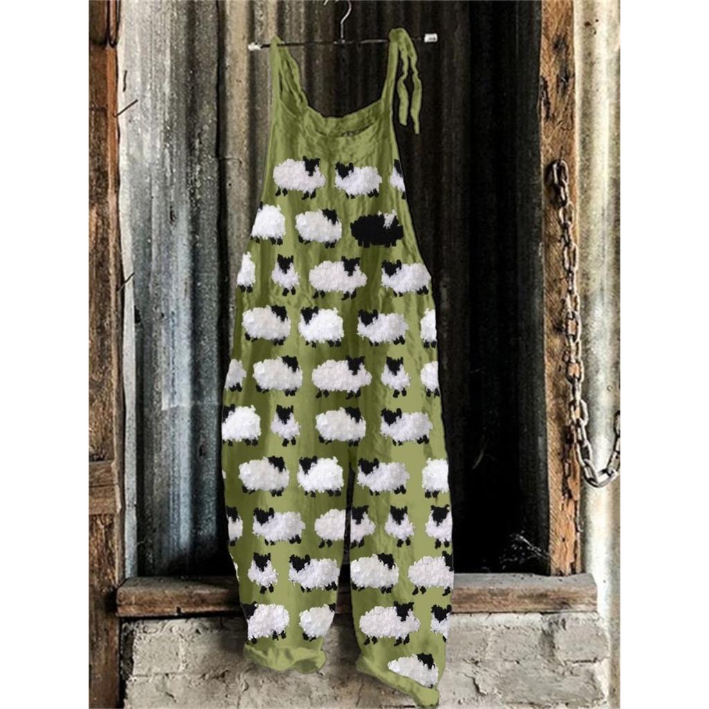 VIONA Suspenders Jumpsuits Women Print One Piece Pocket Overalls Sling Long Pants Casual Loose High Waist Rompers Y2k Streetwear