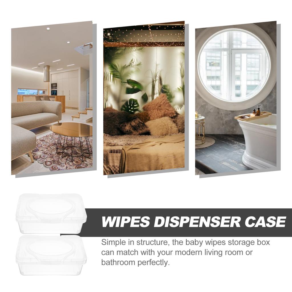 2 Pcs Napkin Box Baby Wipes Diapers Wet Container Pp Reusable Dispenser Refillable