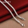 925 Sterling Silver 18 Inches 4MM Box Chain Necklace For Men Women Fashion Hip Hop Charm Gift Jewelry Wedding