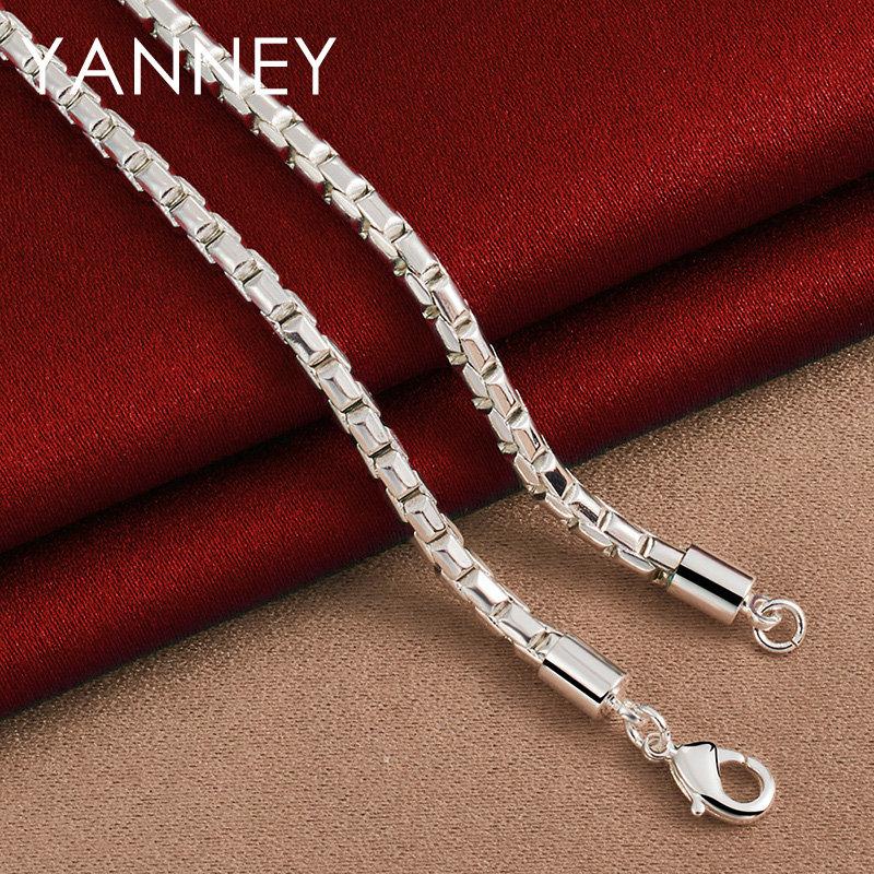 925 Sterling Silver 18 Inches 4MM Box Chain Necklace For Men Women Fashion Hip Hop Charm Gift Jewelry Wedding
