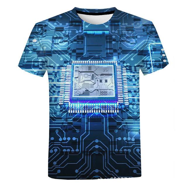 

Мужская персонализированная забавная повседневная футболка с коротким рукавом с 3D-принтом печатной платы 2025 6XL