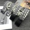Black and White Plaid Letter Belt Men's and Women's Overalls Hip Hop Belt