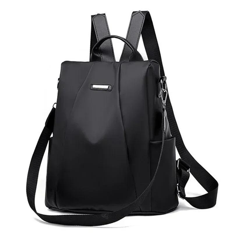 New fashi nyl solid color lightweight waterproof large capacity detachable shoulder strap multi functial women s backpack 12 inches чёрный