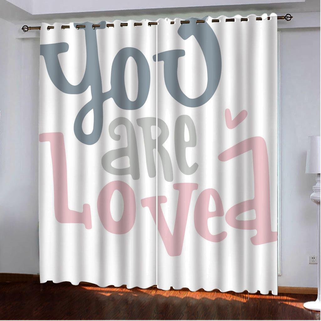 High Density Blackout Curtains Alphabet Series Digital Printing Curtains