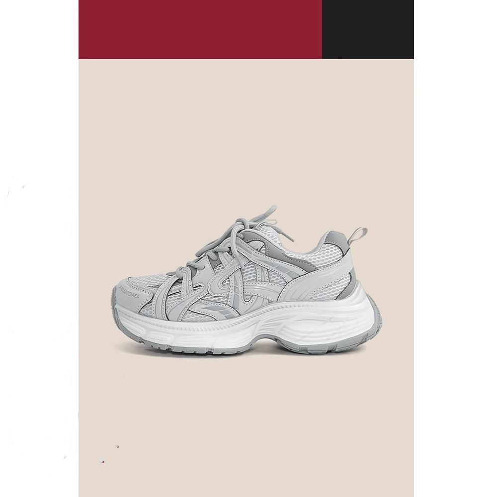 

Guyun Shu Mesh дышащие кроссовки женские на платформе, увеличивающие рост, серебристые туфли для папы 2025 года, новая повседневная обувь 40