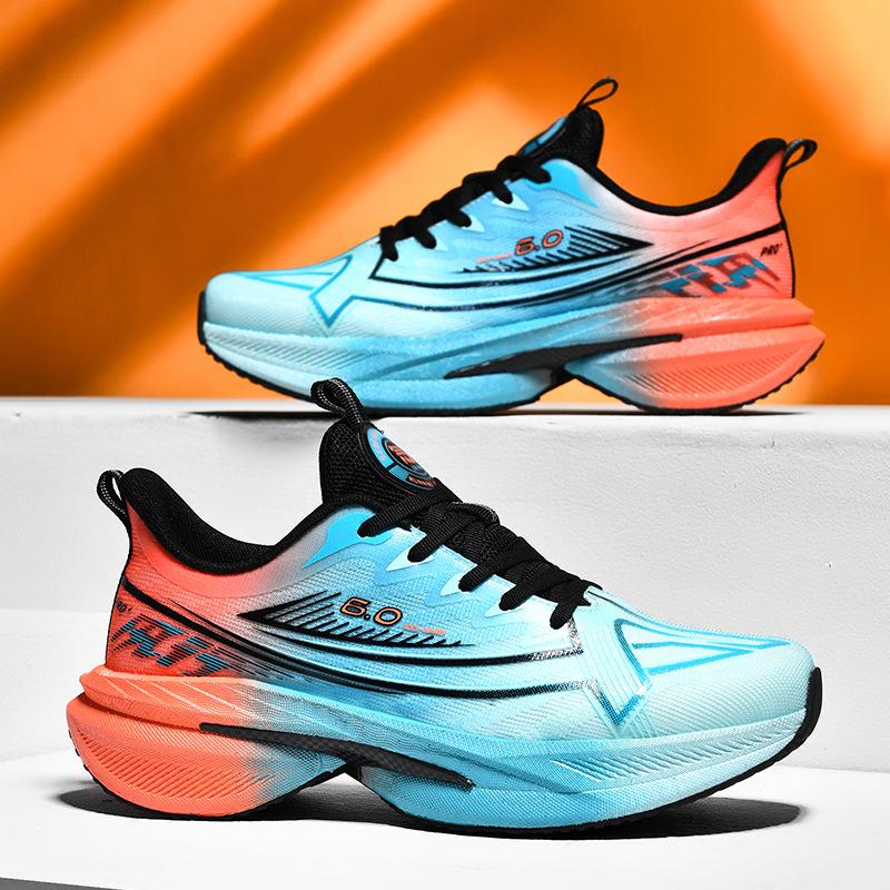 Full palm carbon board running shoes men's new breathable student professional shock absorption physical measurement sports shoes racing casual 