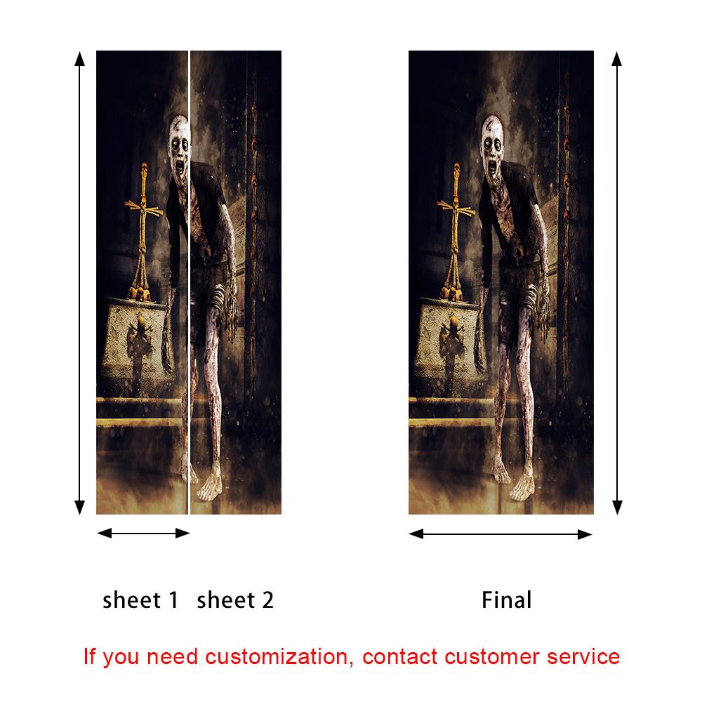 Halloween Horror Nun Thriller Door Stickers Removable Vinilos Para Puertas Adhesive Wallpaper Art Murals for Doors Bibliotheque Modern Home Decor