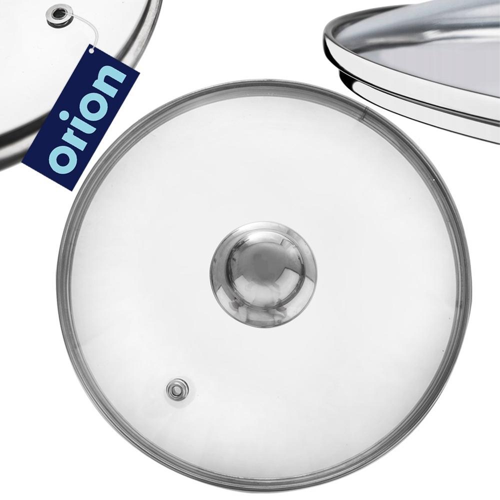 Orion 22cm Universeller Glasdeckel mit Edelstahlrand und Dampfloch