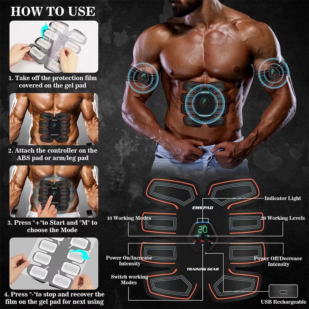 New Display Screen Abdominal Muscle Patch Fitness Equipment EMS Home Muscle Exercise Training Abdominal Fitness Device