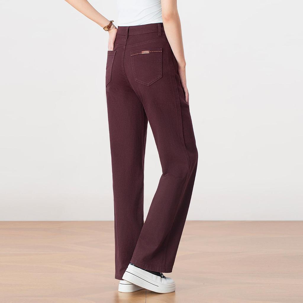 Damen Drapey Weiße Lässige Baumwollhosen: 2025 Herbst Hochtailliert, Locker, Schlankmachend, Gerades Bein, Weites Bein Lange Hose