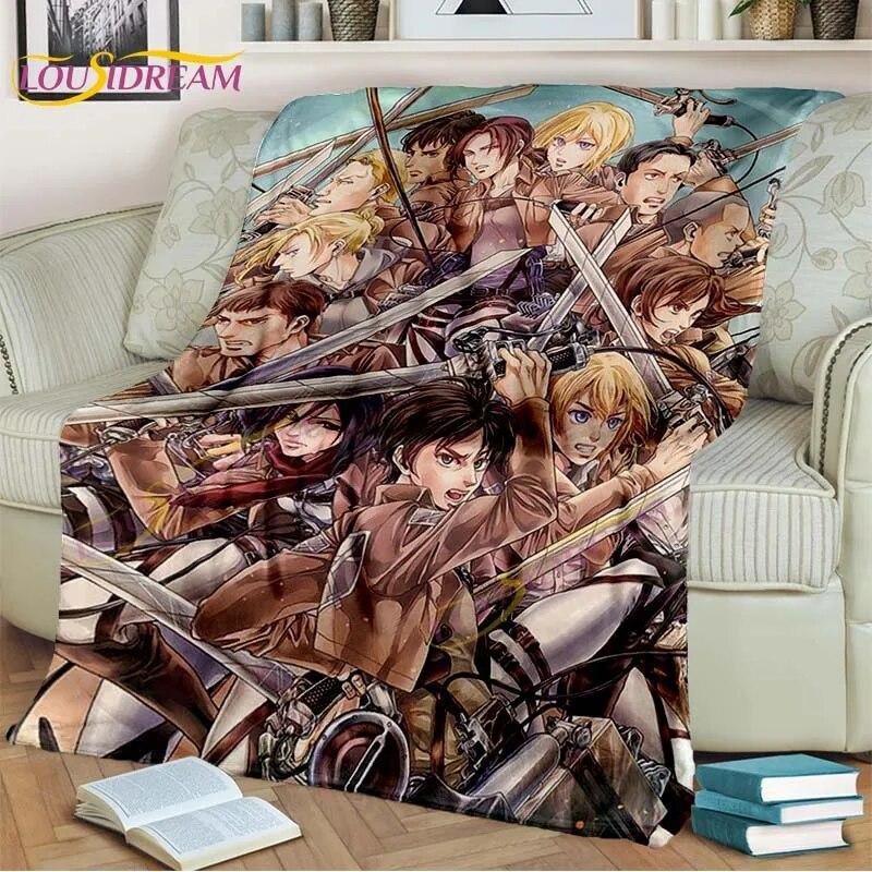 Classic Anime Blanket Attack On Titan Blanket Eren Jaeger Blanket for Bedroom Sofa Livingroom Cartoon Blanket Children's Blanket