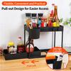 2Tier Multi-function Kitchen/Bathroom Sink Organizer Sliding Cabinet Basket with Hook Hanging Cup Home Space-Saving Storage Rack