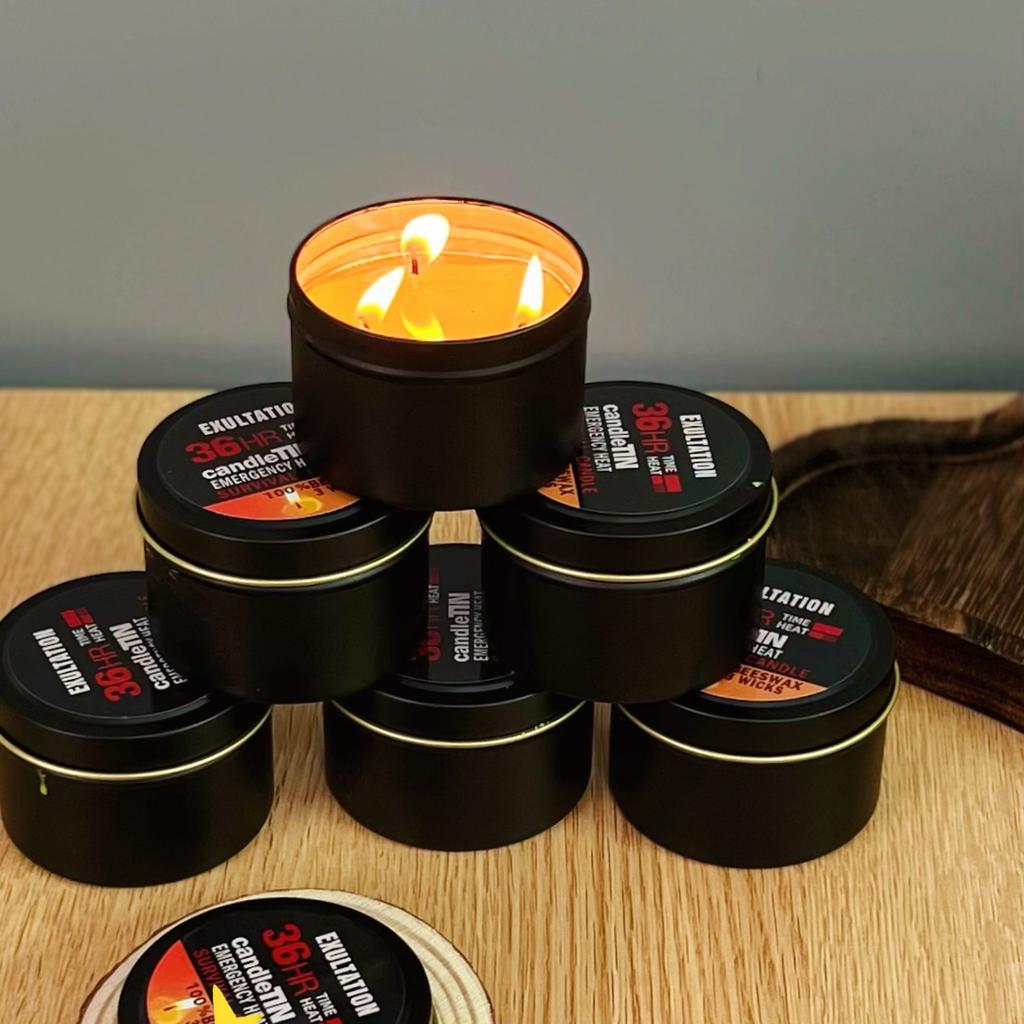 3-Wick Portable Survival Candle,Up to 36H,Burning Natural Aroma for Home,Outdoor Camping
