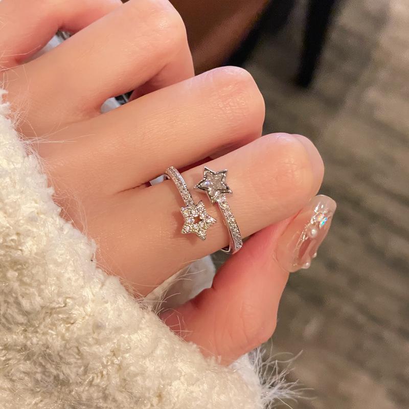 

Heavy Industry Twist Full Diamond Micro-Inlaid Zir*****Pen Ring Women S Light Luxury Fashion High-End Temperament Niche Accessories Adjustable opening