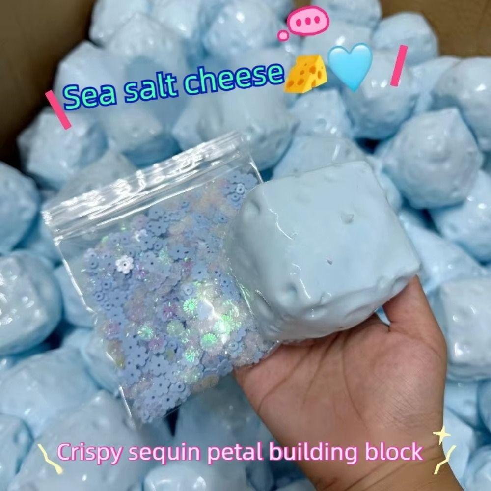 Hand Relax Crunch Squishy Moldable Blocked Filled Ball Cheese Cube Squishy Children Gifts