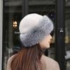 Women's Faux Fur Mongolian Bucket Hat - Autumn/Winter Warm Plush Fox Fur Fisherman Style