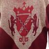 30s Vintage Emblem Pattern Long Sleeve Sweater Bordeaux Knit Men's Used