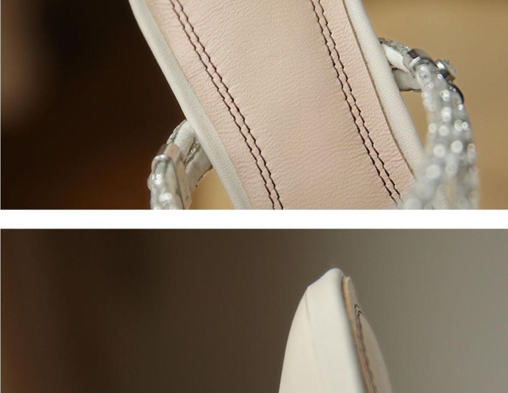 2025 summer new lady sandals women's summer bag head two wear thin heels pointed high heels rhinestone slippers outside