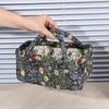 Foldable Floral Organizer Bin with Easy-Carry Handles Portable Folding Storage Basket for Small Apartment Dormitory Closet