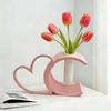 Heart Shaped Hollow Vase Romantic Flower Vase Centerpiece for Home Floral Arrangement Wedding Anniversary Decor Pink