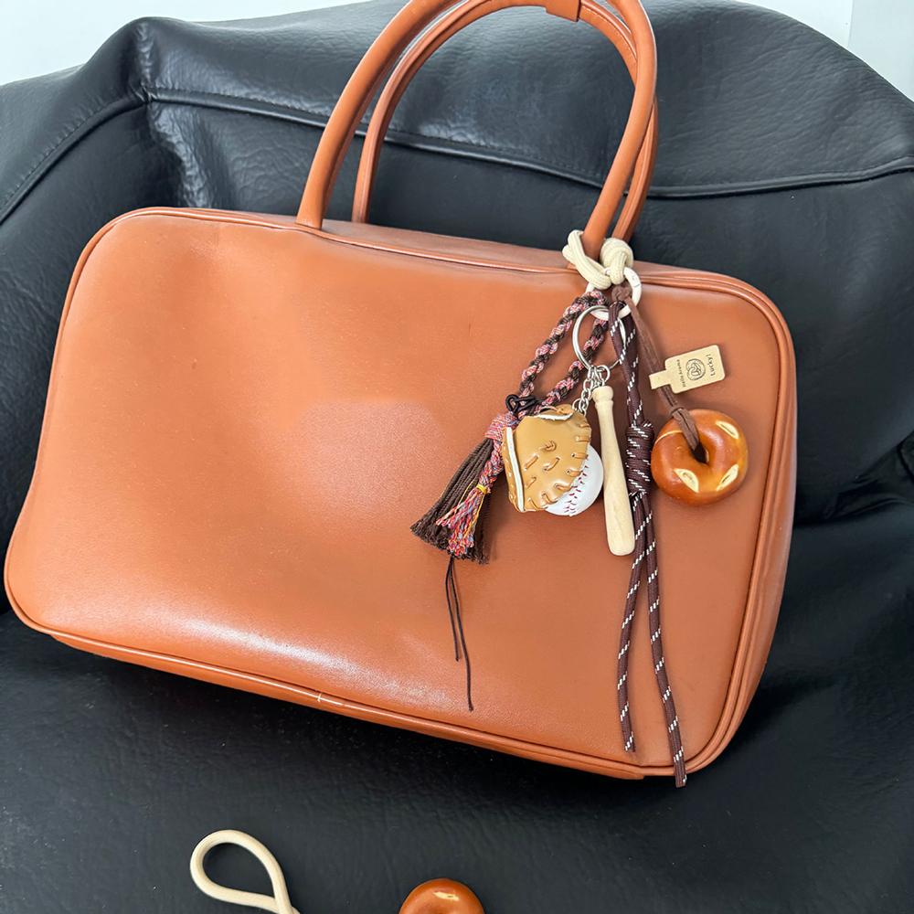 Handmade Braided Rope Bag Pendant Keychain Creative Bread Chocolate DIY Charms for Women Girl Handbag School Bags Accessories