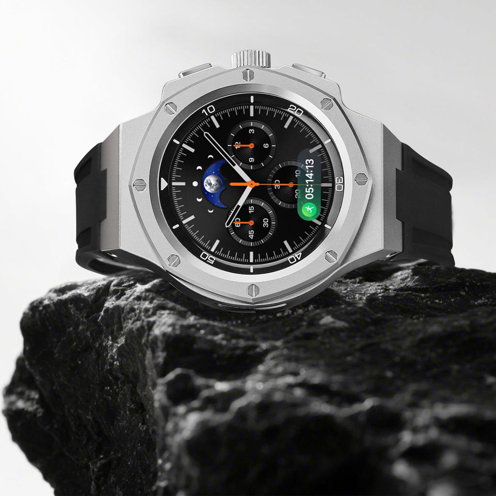 Metal Case Rubber Band For Samsung Watch 8 40mm 44mm 8Classic 46mm Luxury Modification Kit  For Watch 8 Refit Kit Accessories