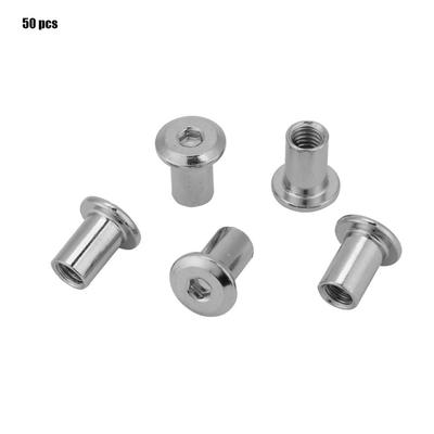 Tuercas planas de níquel chapado en hierro Tuerca hexagonal Manguito de cabeza redonda Muebles(M6*15 50PCS)