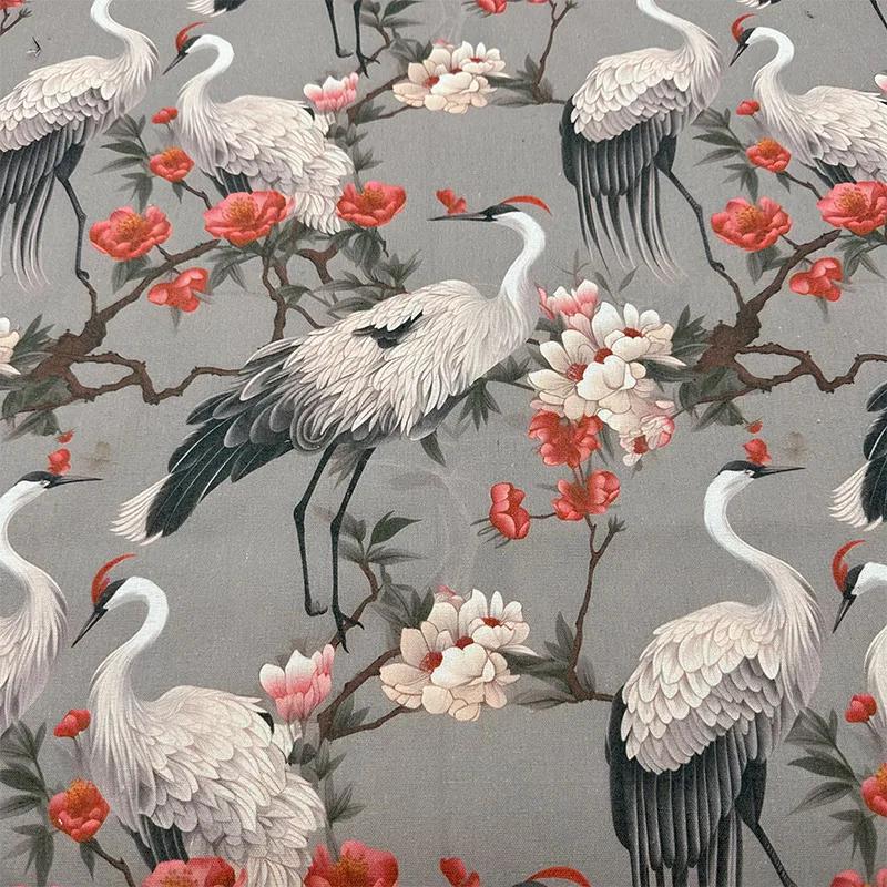 0.5m/1m/2m Encrypted Cotton Linen Retro Chinese Ink Style Fabric For Decorative Cloth Tablecloths Curtains Handmade DIY Fabric