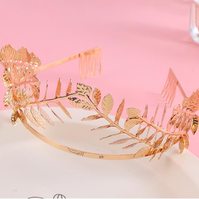 Durable Metal Leaf Tiaras Hairpin Polished Metal Hair Accessory For Bridal Parties And Special Event