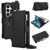 Luxus PU-Leder Reißverschluss Brieftaschenhülle für Samsung Galaxy S22 S23 S24 S25 S26 Ultra Plus Abnehmbare Crossbody-Lanyard Kartenhalter