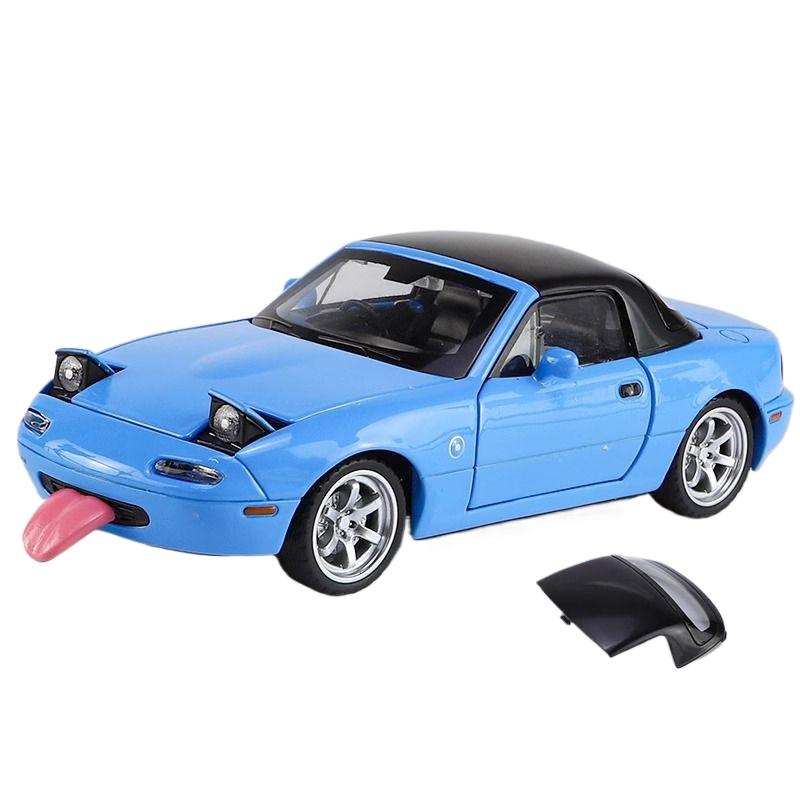 Miniature 1/32 Mazda MX5 Alloy Diecast Metal MX-5 Toy Car Model Vehicle Sound & Light Collection Hobbies Gifts for Children Boys Kids