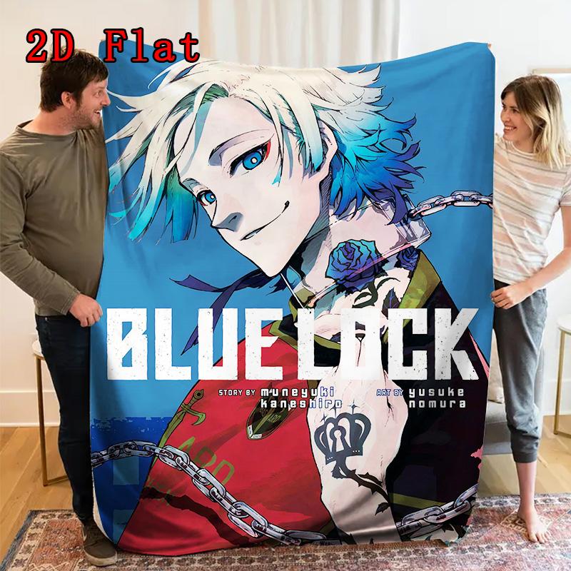Blue Lock Anime 2D Flat Pattern Flannel Blanket High Quality All Seasons Warmth and Comfort Perfect for Christmas Gifts.MMT0918395