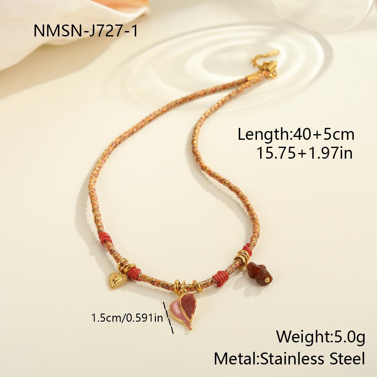 GEMCHIC Women s Sun Heart Flower Pendant Braided Vacation Necklace Stainless Steel Choker Chain