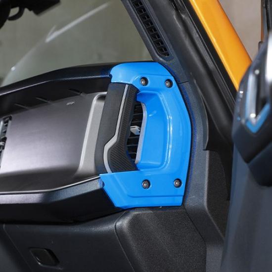 2x Center Console Both Sides Handle Decor Cover Trim For Ford Bronco Light Blue