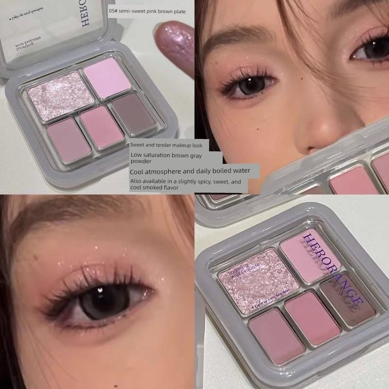 Blue and Black Diamond in the Debris Smoky Makeup! Five Colors Eye Shadow Plate Matte Shimmer Cement Gray Earth Color Makeup 2025 New Arrival