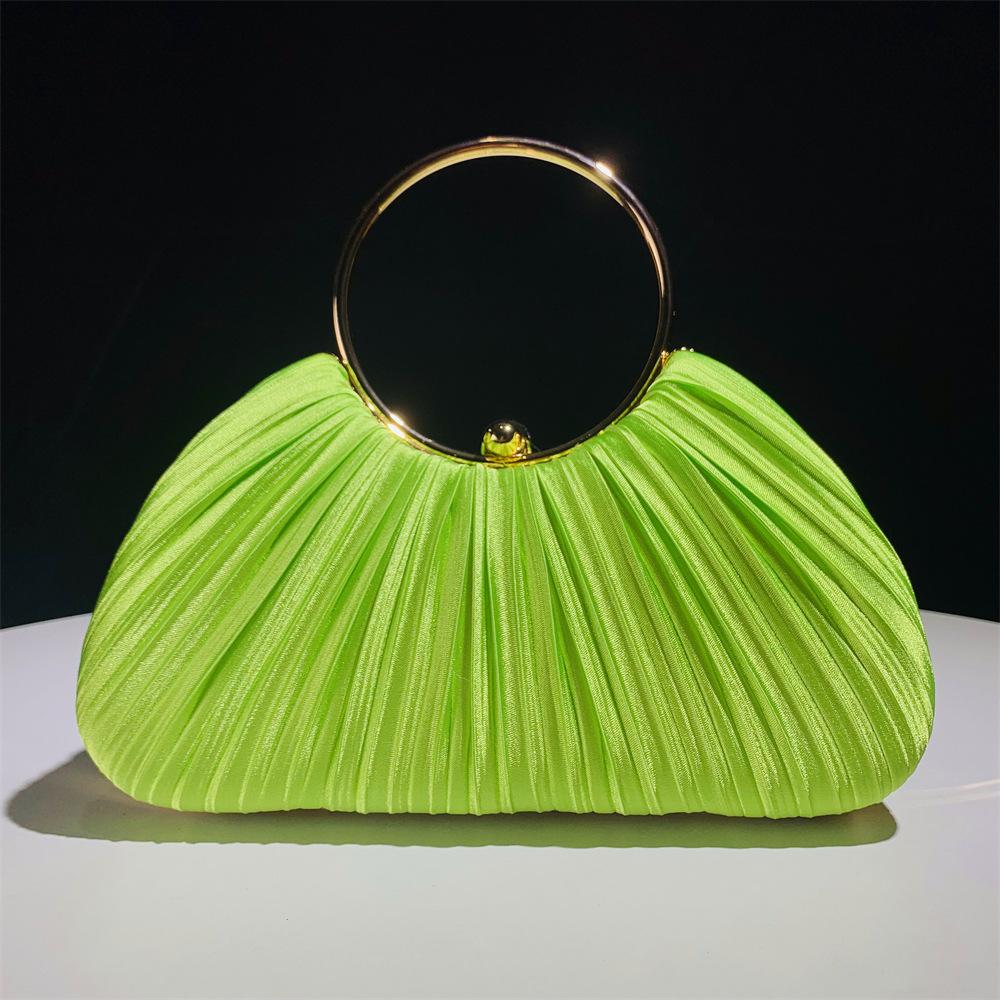 Women's Pleated Evening Bag Handbag with Chain Elegant Shoulder Bag Dressy Clutch Purse for Wedding Party Prom Crossbody Bag for Women Handle Satchel