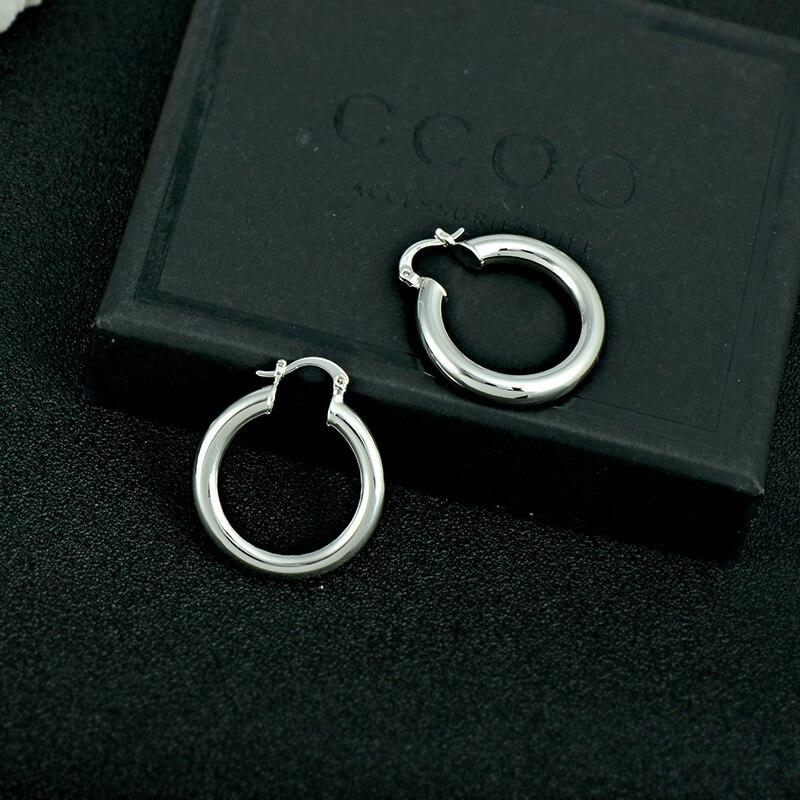 Wind Element Rings Earrings Smooth Metalized Gold Color Versatile Temperament New Arrival Female Earrings Round Ins EarringsTrendy Finger Ring