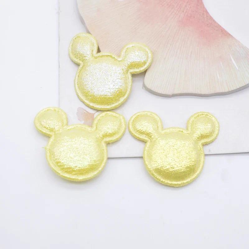 50Pcs 35*30mm Shiny Mouse Head Appliques for Clothes Hat Sewing Supplies Patches DIY Headwear Hair Clips Decor Accessories
