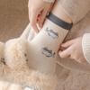 Women's Terry Socks, Warm Velvet, Cartoon Kitten Design, Japanese Style, Sleep Socks for Autumn/Winter