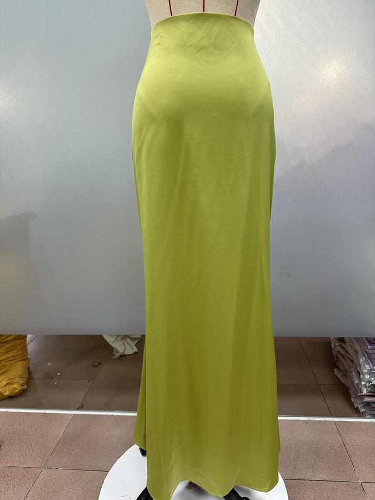 European & American Women's Imitation Silk Long Skirt, 2025 Spring/Autumn Collection