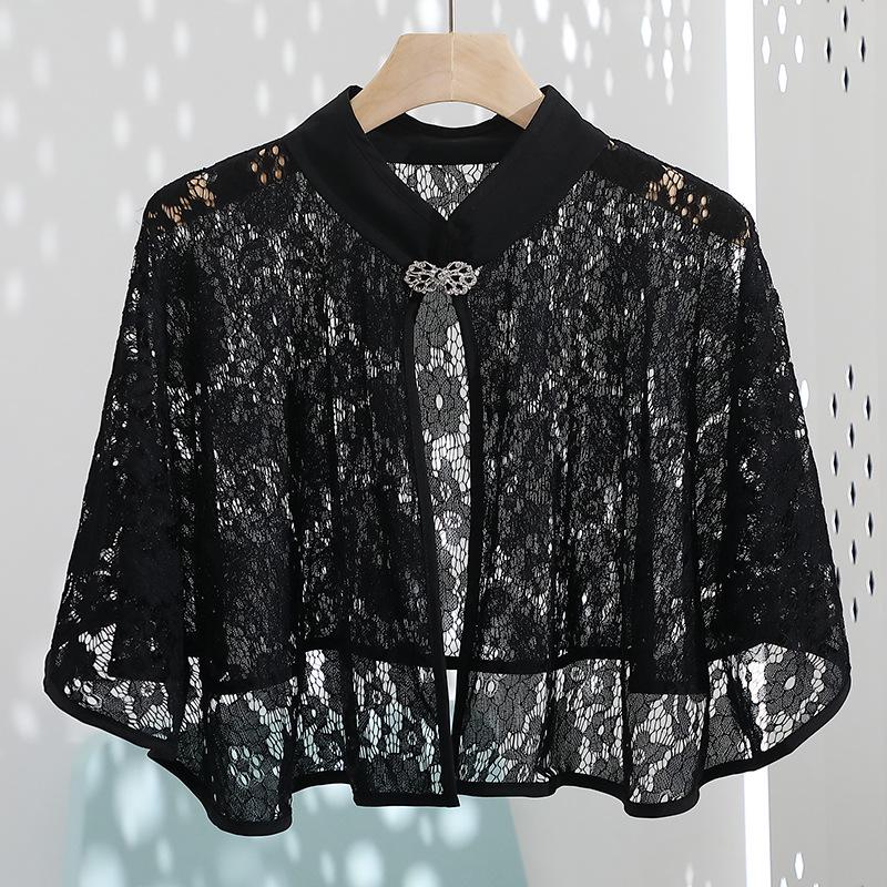 Elegant Summer Lace Sun Protection Shawl & Camisole Dress with Retro Silver Buckle – Fashionable Women's Outfit