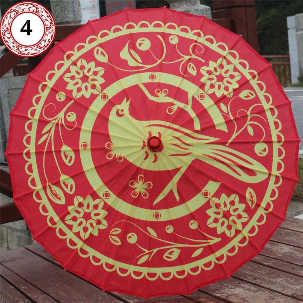 Chinese Antique Wedding Bride Oiled Paper Umbrella Dragon and Phoenix 56cm Kids Decorative Umbrella 10 Colors