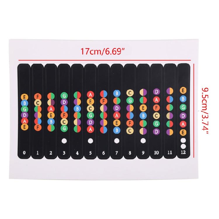 Fretboard Stickers Guitar Bass Vinyl with Fingerboard for Learning Notes, Chords