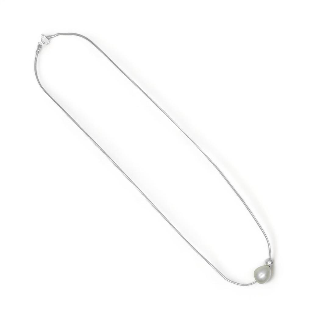 Minimal Pearl Necklace, Sterling Silver Necklace, Anniversary Gift, Necklace for Her, Chain Necklace