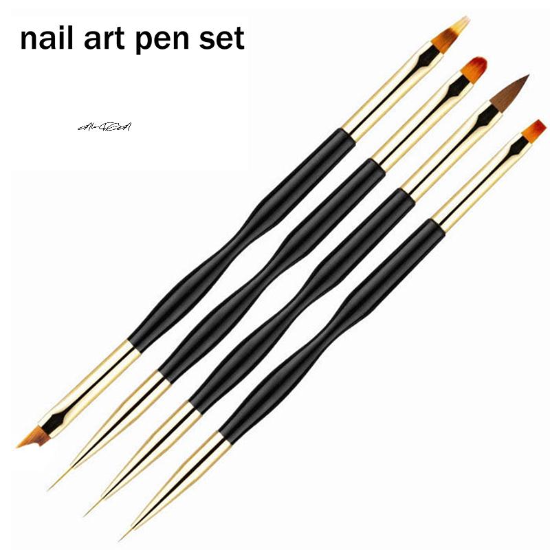 4-teiliges doppelseitiges Nagellack-Pinselset Professioneller Gel-Lack-Liner Acrylnagelpinsel für Blumenmalerei Zeichnen Maniküre-Werkzeuge