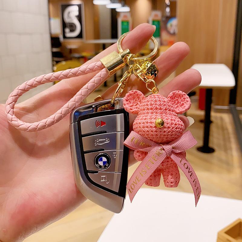 Creative Bear Keychain Cute Bear Keychain Jewelry Resin Trinket Kids Girls Gift Women Bag Charms Phone Doll Pendant Car Keyring