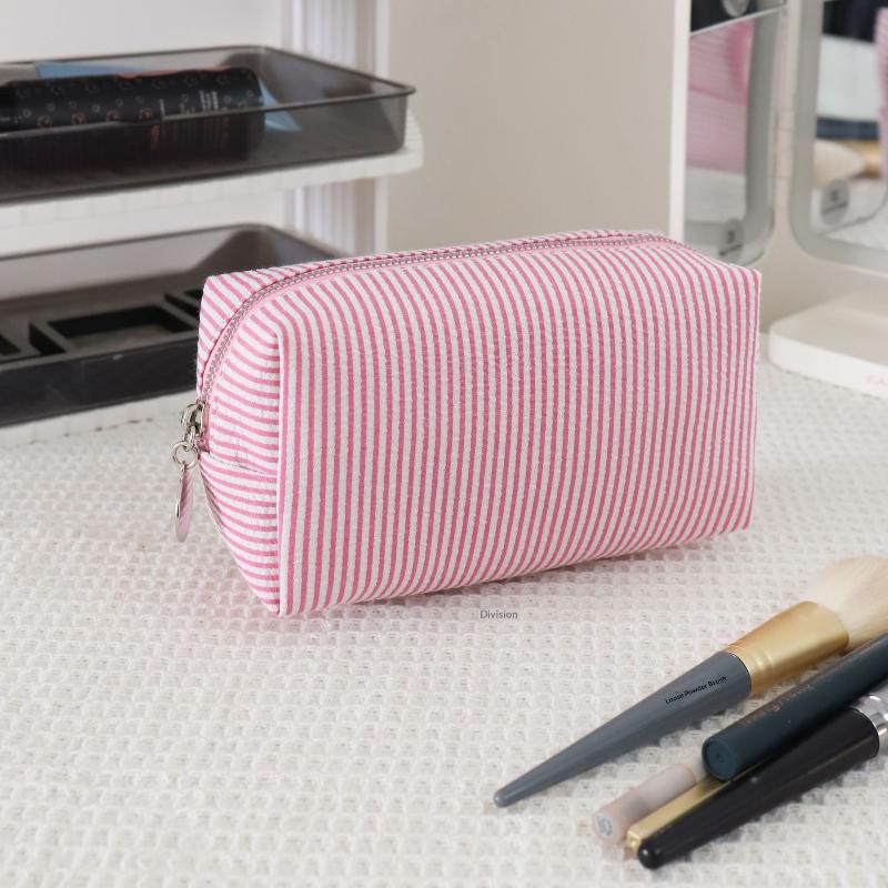 Borsa per Cosmetici a Strisce Fresca Semplice Grande Capacità Borsa per Trucco Astuccio per Matite Borse per Articoli da Toeletta da Viaggio Custodia per Articoli da Toeletta