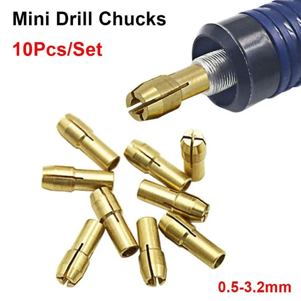 10Pcs 0.5mm-3.2mm Metal Drill Chucks Collet 4.8mm Shank Chuck Adapter Mini Drill Chucks  For Dremel