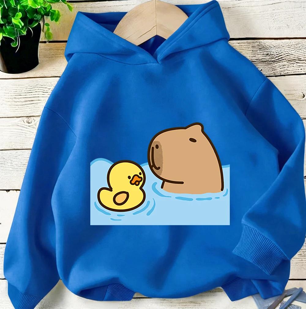 Capybara Kids Fashion Hoodie Autumn Winter Cute Casual Cartoon Outdoor Tops 100